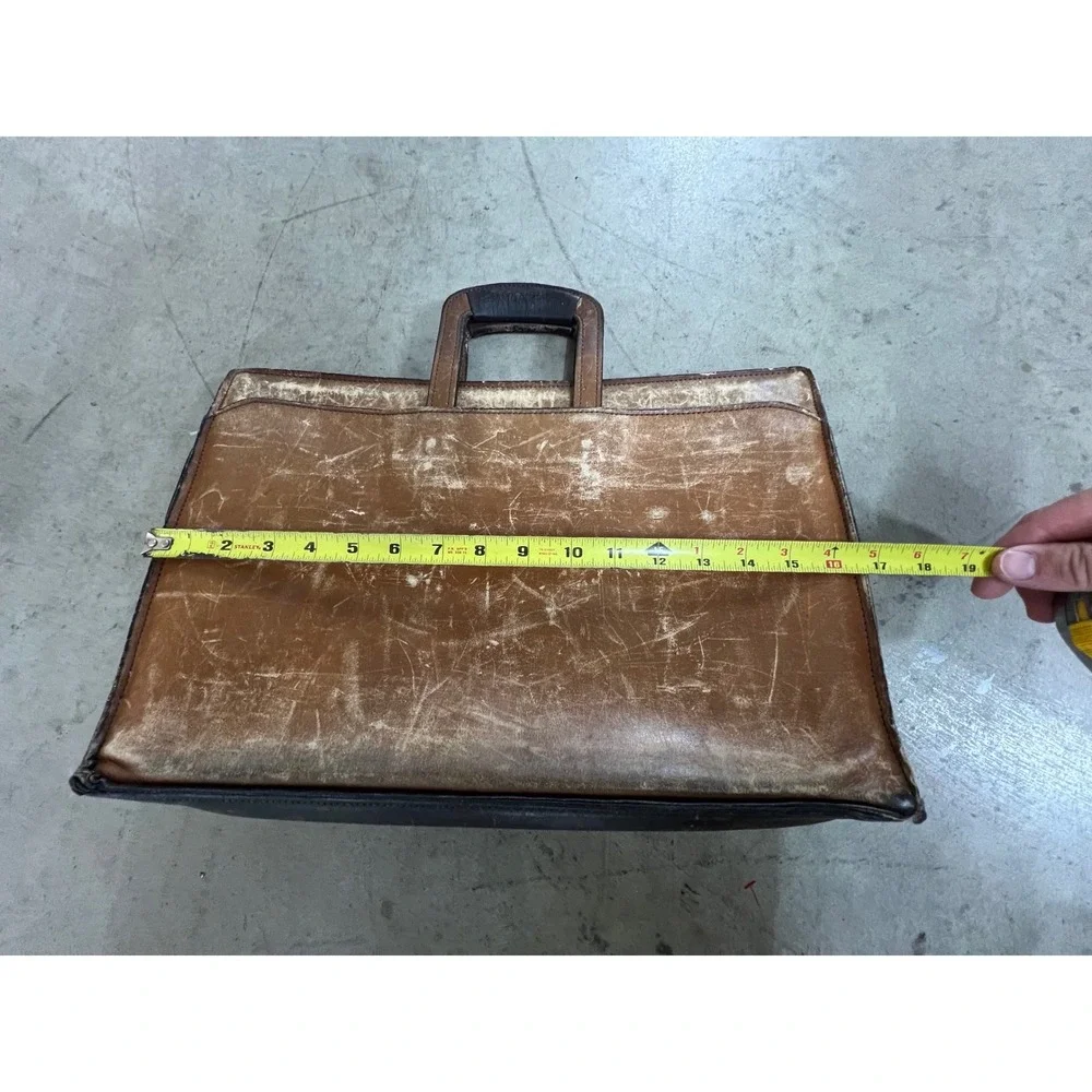 Vintage Leather Briefcase Mens Large Brown Fair Distressed Professional Bag